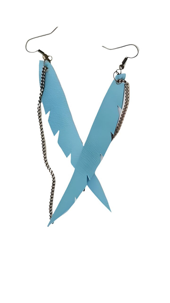 Leather Feather Boho Earngs