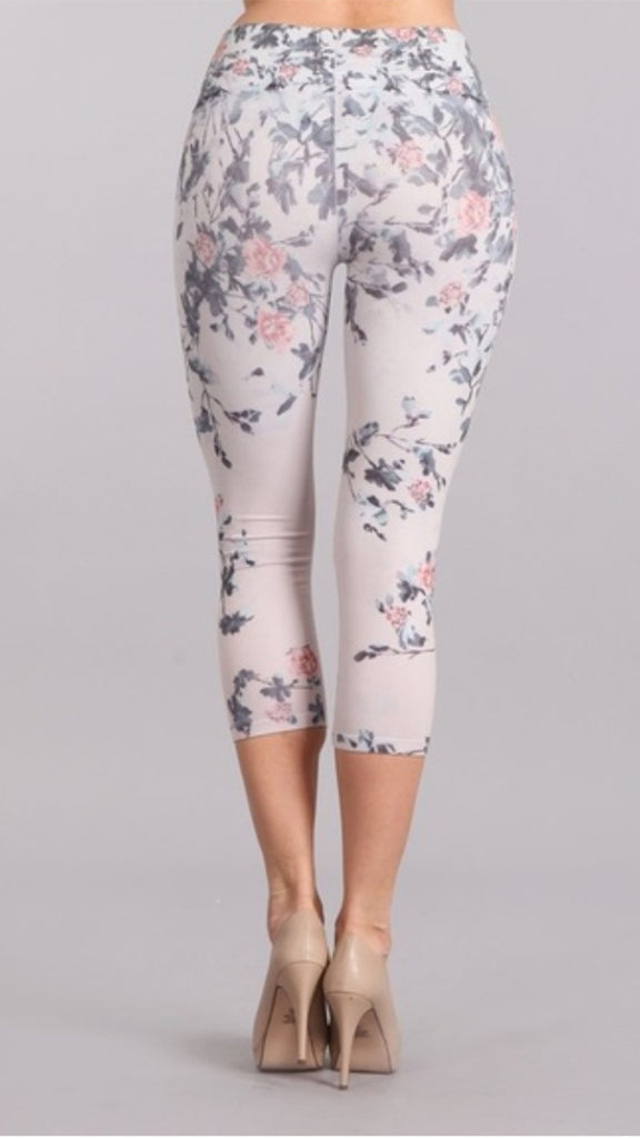 M Rena Cropped Floral Leggings