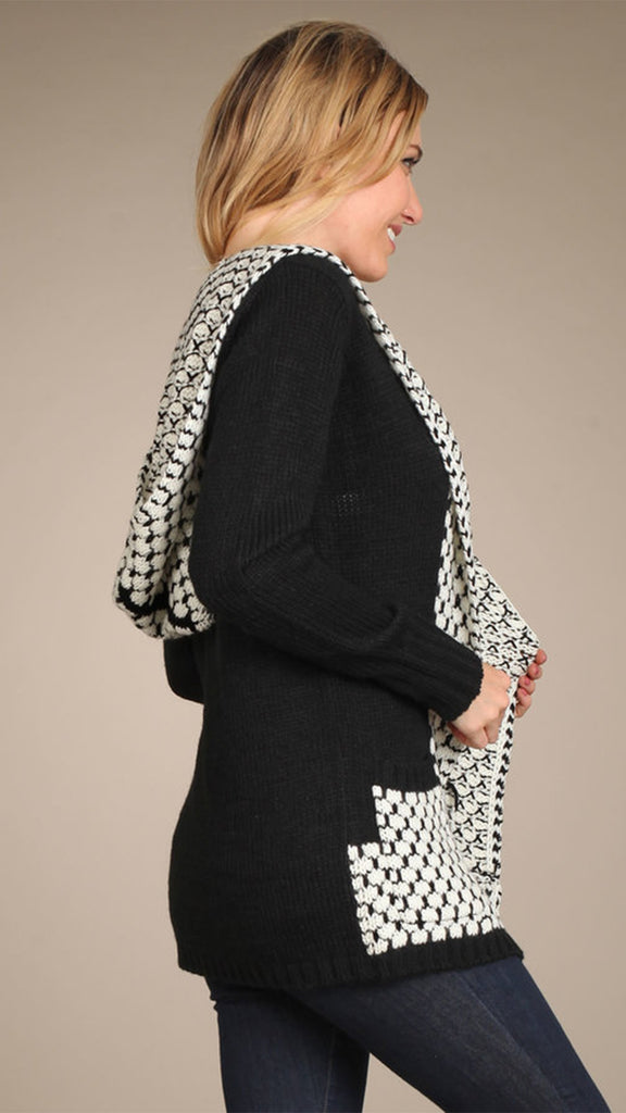 Hoodie Jacket with Jacquard Contrast