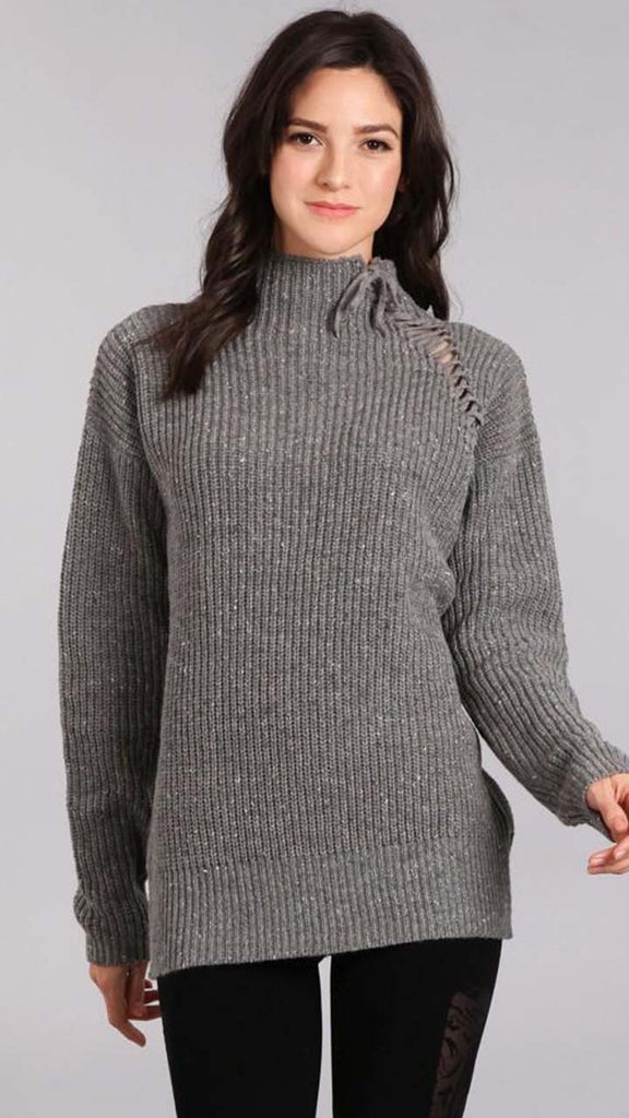 Raglan Sleeve Mock Turtleneck Sweater