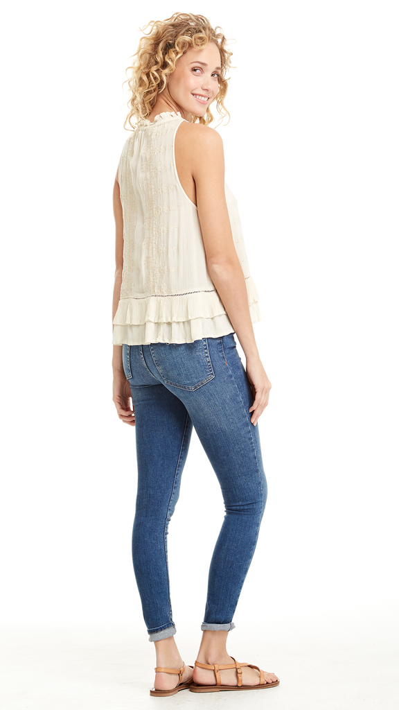 Patrons of Peace Ruffled Embroidered Top