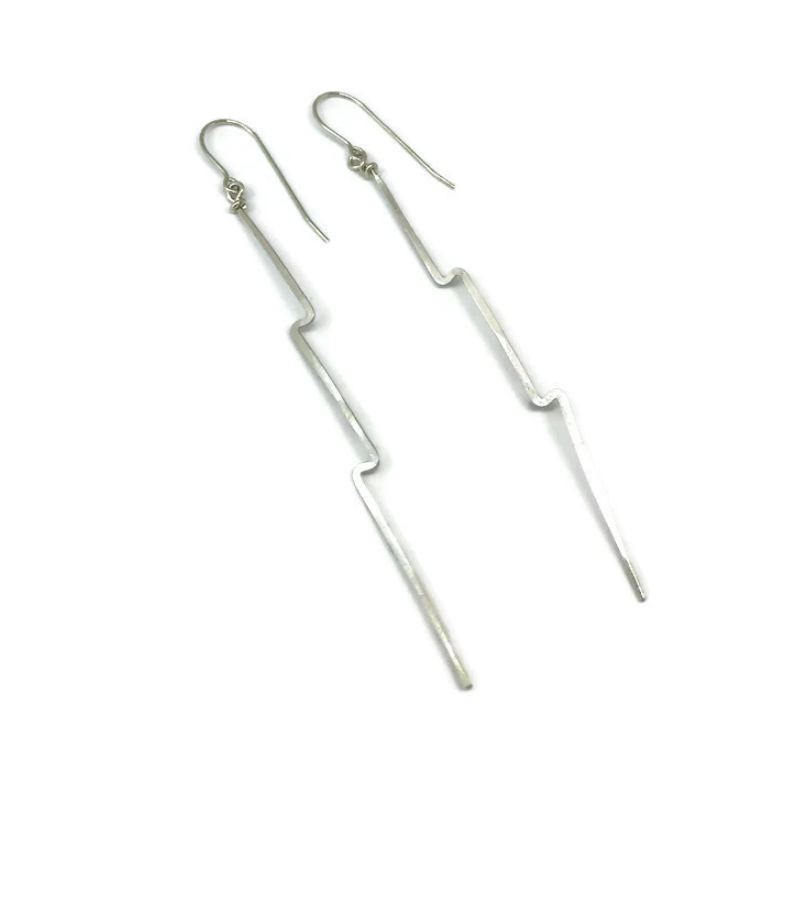 Handcrafted Lightning Bolt Threader Earrings