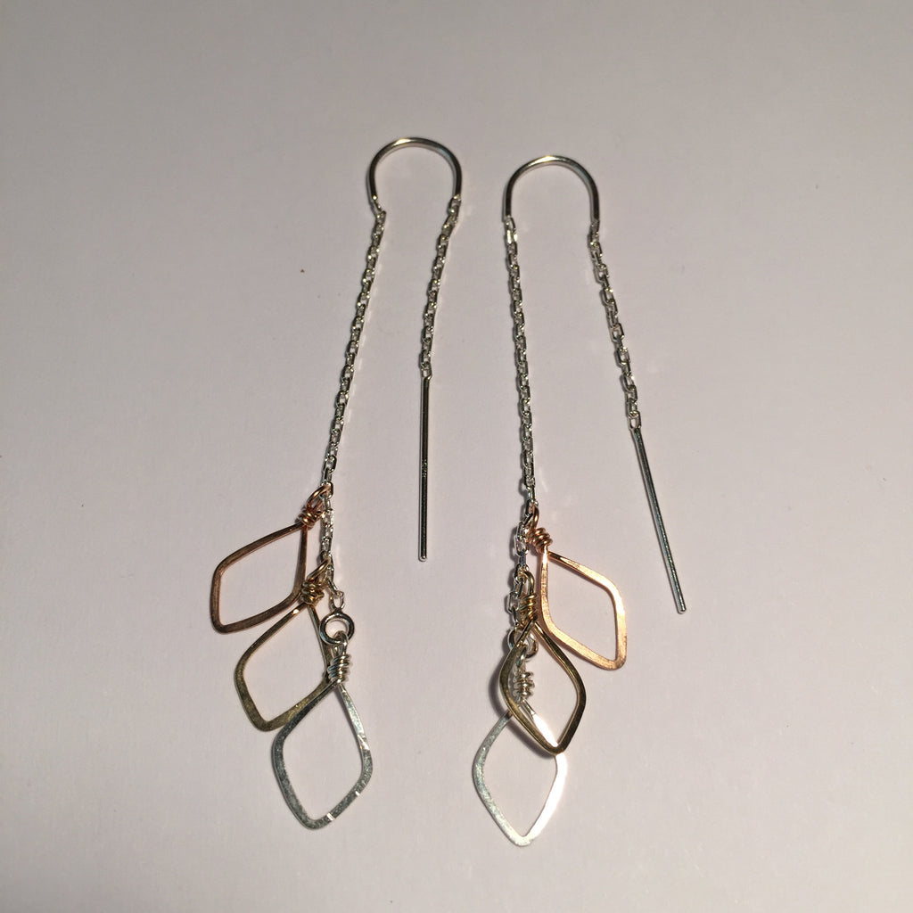 Handcrafted Petal Cluster Threader Earrings