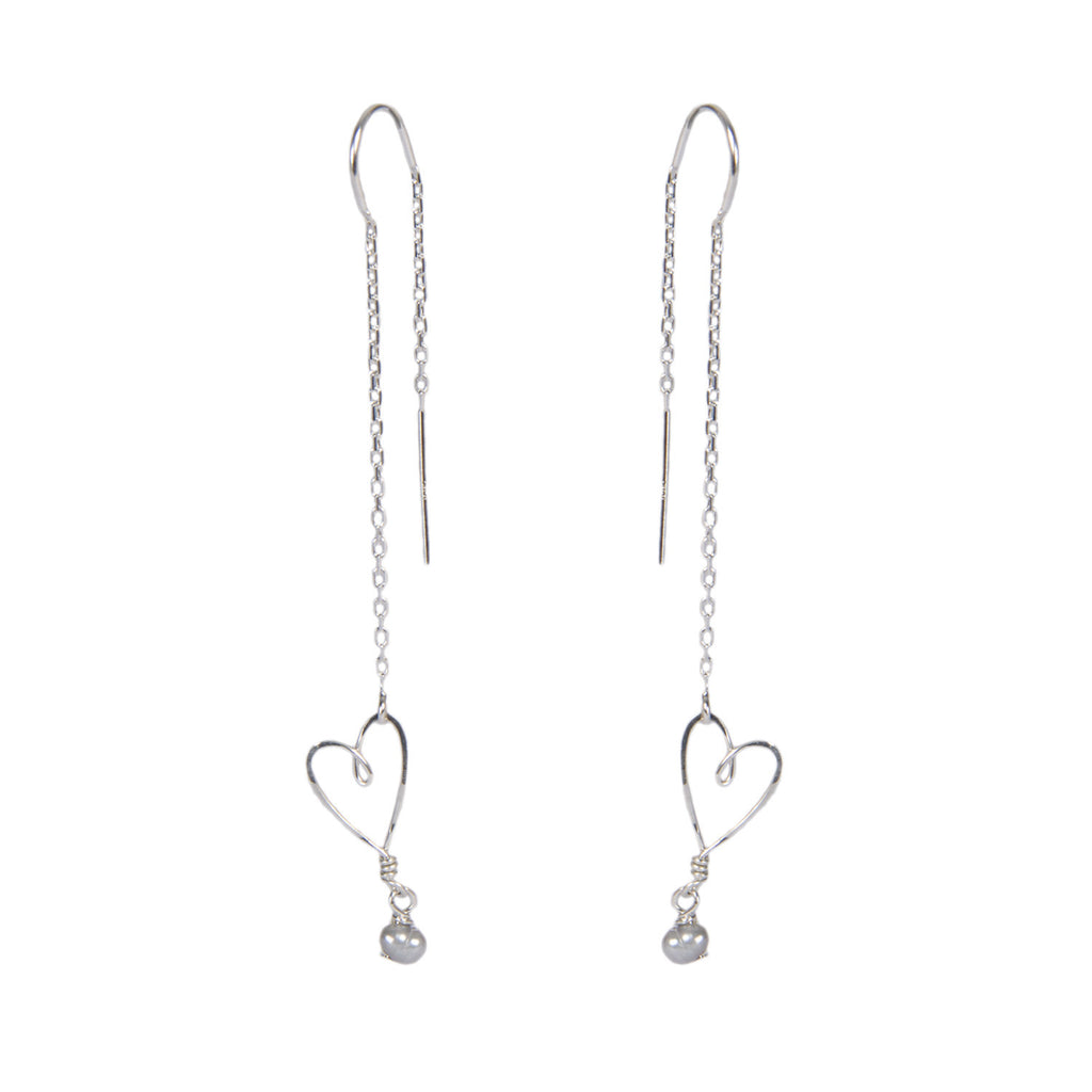 Handcrafted Heart Threader Earrings