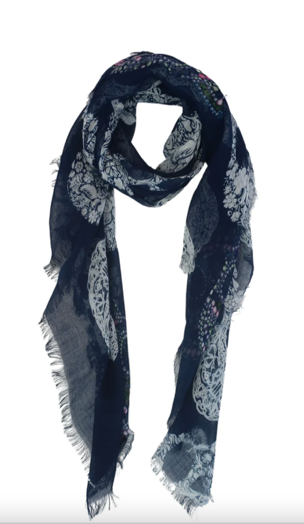 Blue Pacific Frida Sugar Skull  Scarf