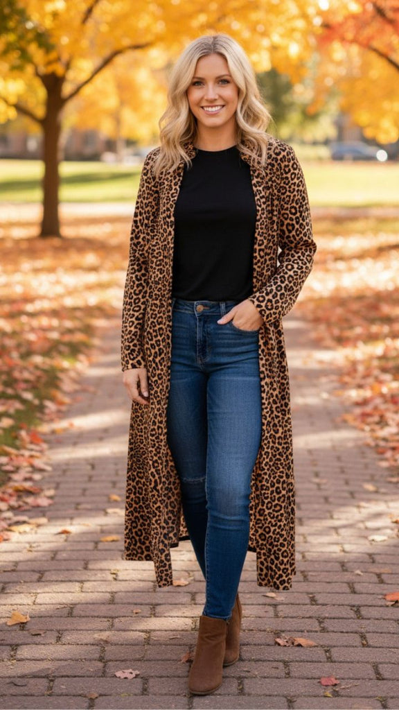 Leopard Button Front Maxi Dress