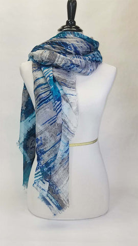 Blue Pacific Frida Sugar Skull  Scarf