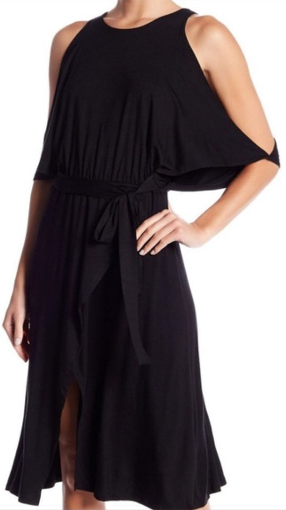 Elan Cold Shoulder Faux Wrap Dress