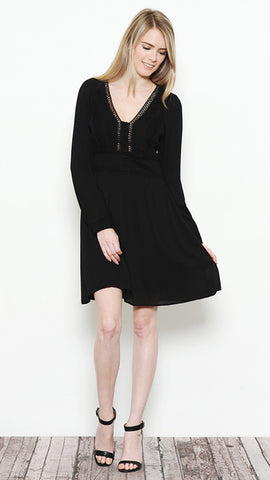 M Rena Black Jacquard Sweater Dress