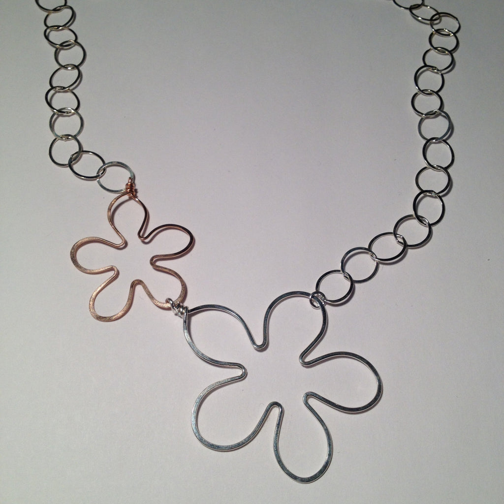 Handcrafted Two Flower Necklace