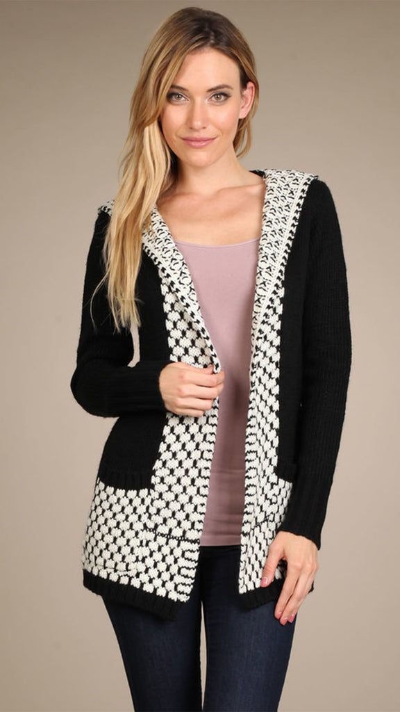 Hoodie Jacket with Jacquard Contrast