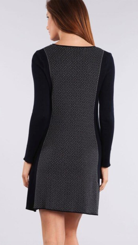 M Rena Black Jacquard Sweater Dress