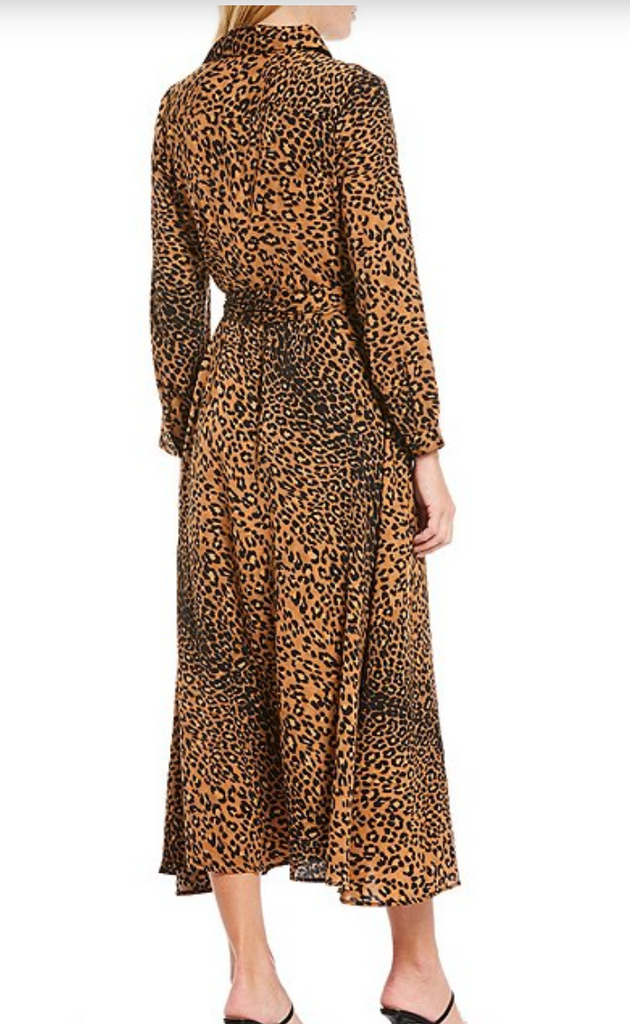 Elan Leopard Button Front Maxi Dress